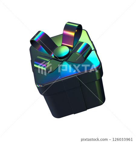 Decorative falling gift box with iridescent colors. Decorative falling gift box with iridescent colors. 126033961