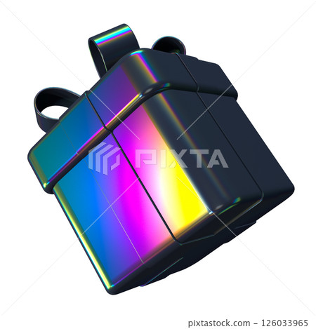 Decorative falling gift box with iridescent colors. 126033965