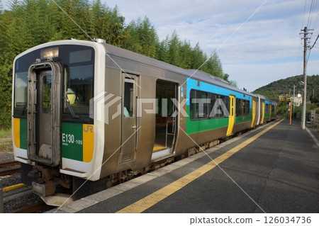 Scenery of the Kururi Line: Kururi Station (E130 series diesel railcar) 126034736