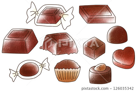 Simple bite-sized chocolate set in analog style Simple bite-sized chocolate set in analog style 126035342