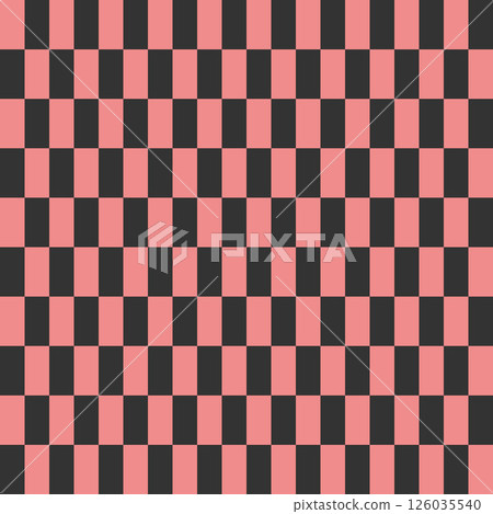 Seamless retro checkerboard pattern in a coral-black palette with geometric minimalism 126035540