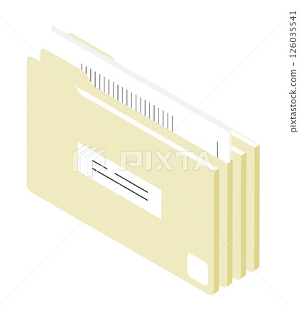 Isometric archive of folders with documents and files. Storage of accounting and personnel records. Aerial view vector isolated on white background 126035541