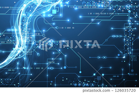 Abstract data wave with futuristic circuit lines. Technology concept. Vector Abstract data wave with futuristic circuit lines. Technology concept. Vector 126035720