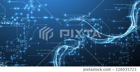 Abstract data wave with futuristic circuit lines. Technology concept. Vector 126035721