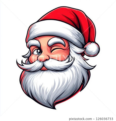 Winking Santa Claus Cartoon Portrait 126036733