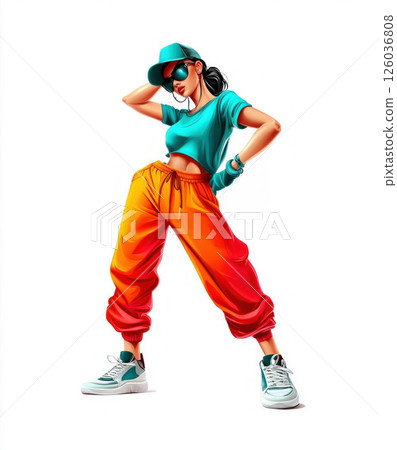 Stylish Character in Vibrant Streetwear Fashion Stylish Character in Vibrant Streetwear Fashion 126036808