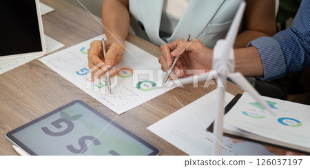 Sustainability ESG analysis during a professional meeting 126037197