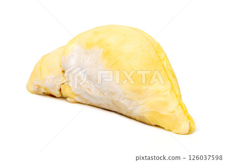 Mon Thong Durian is a signature Thai fruit known for its distinct smell and creamy sweet taste isolated on white background 126037598