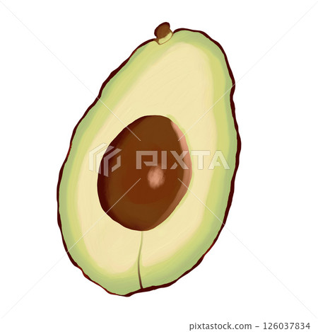 Avocado illustration drawn with an oil brush Clip art Illustration Transparent background PNG 126037834