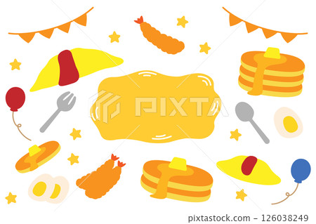 Omelet rice and fried shrimp food set 126038249