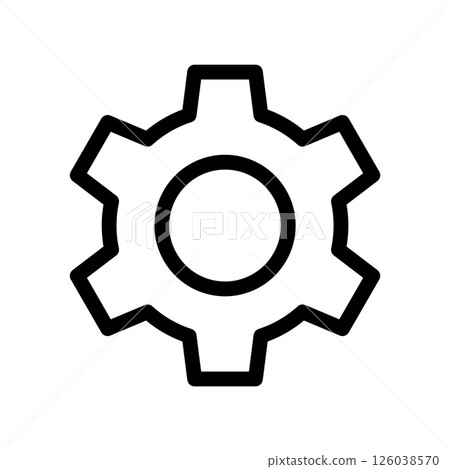 Simple black outline icon representing a mechanical gear or cogwheel element 126038570