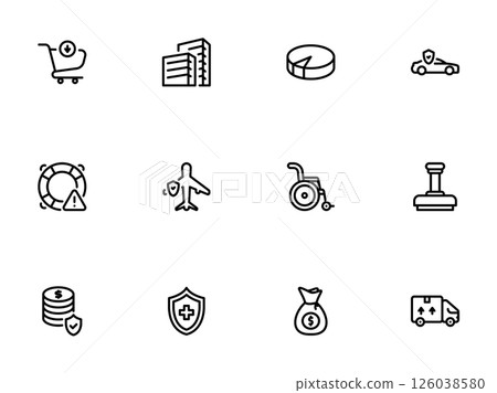 Collection of Essential Icons Covering Logistics and Security 126038580