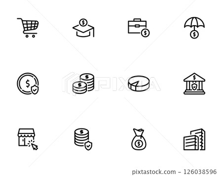 Financial and Business Theme Outline Icon Set for Web Use Financial and Business Theme Outline Icon Set for Web Use 126038596