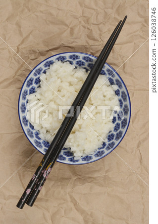 Bowl of white rice 126038746