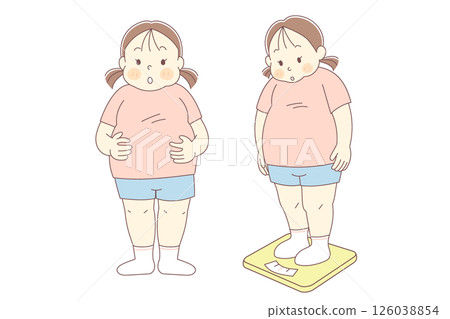 肥胖女孩的向量插圖集 肥胖女孩的向量插圖集 126038854