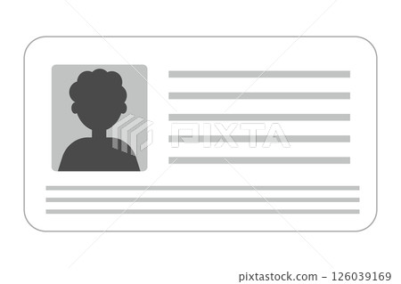 Id card identification badge simple icon. Driver license, verify document. Biometric membership passport. Flat card with information. 126039169