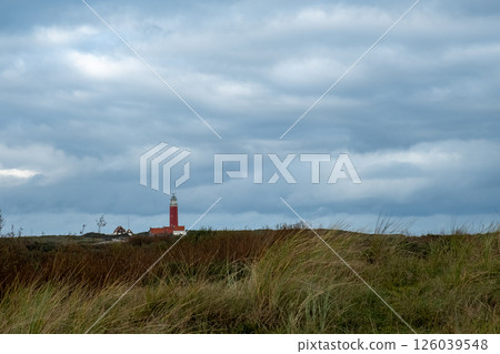 Eierland, De Cocksdorp, Texel, The Netherlands, Oktober 28th, 2024, A Stunning Lighthouse Against a 126039548