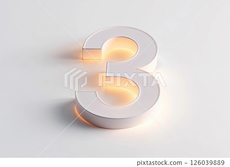 Creative Representation of a Glowing Number Three in Minimalist Style. Generative AI 126039889