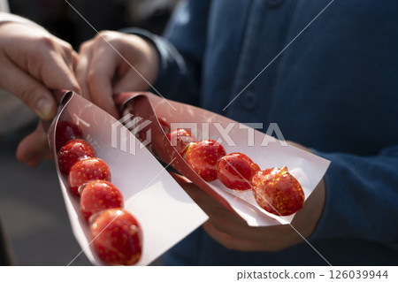 Strawberry sweets in Tokyo. Strawberry candy. 126039944