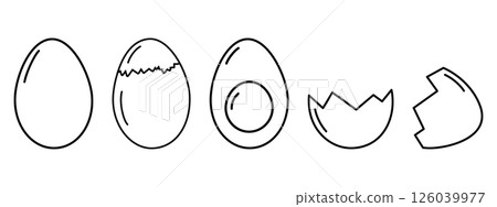 Whole boiled eggs and eggshell Outline Simple Minimalistic Icons Sticker Design elements idea Set Whole boiled eggs and eggshell Outline Simple Minimalistic Icons Sticker Design elements idea Set 126039977