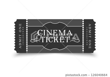 Cinema ticket template retro design with filmstrip emblems. Movie ticket design. Vector illustration Cinema ticket template retro design with filmstrip emblems. Movie ticket design. Vector illustration 126040664