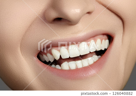 Dental Beauty. Beautiful Macro with perfect White Teeth. Fashion Naturel Lips Make-up. Whitening Tooth, Wellness Treatment Dental Beauty. Beautiful Macro with perfect White Teeth. Fashion Naturel Lips Make-up. Whitening Tooth, Wellness Treatment 126040882