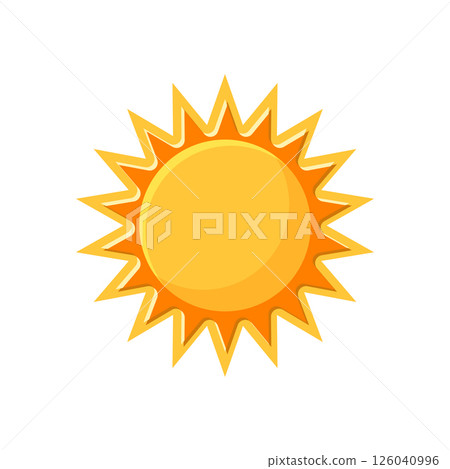 Sun icon in flat style. Sunrise vector illustration on isolated background. Sunset sign business concept. 126040996