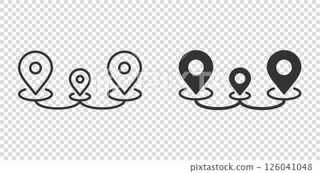 Map pin icon in flat style. gps navigation vector illustration on white isolated background. Locate position business concept. Map pin icon in flat style. gps navigation vector illustration on white isolated background. Locate position business concept. 126041048