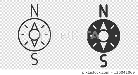 Compass icon in flat style. Navigation equipment vector illustration on white isolated background. Journey direction business concept. Compass icon in flat style. Navigation equipment vector illustration on white isolated background. Journey direction business concept. 126041069