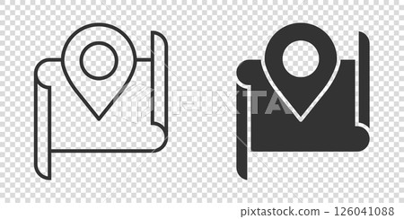 Map pin icon in flat style. gps navigation vector illustration on white isolated background. Locate position business concept. 126041088