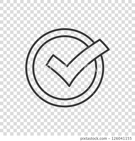 Check mark sign icon in flat style. Confirm button vector illustration on white isolated background. Accepted business concept. Check mark sign icon in flat style. Confirm button vector illustration on white isolated background. Accepted business concept. 126041155