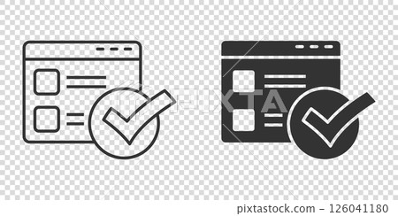 To do list icon in flat style. Document checklist vector illustration on white isolated background. Notepad check mark business concept. To do list icon in flat style. Document checklist vector illustration on white isolated background. Notepad check mark business concept. 126041180