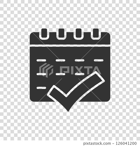Calendar icon in flat style. Agenda vector illustration on white isolated background. Schedule planner business concept. 126041200