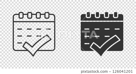Calendar icon in flat style. Agenda vector illustration on white isolated background. Schedule planner business concept. 126041201