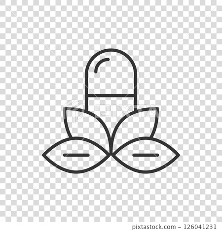 Vitamin pill note icon in flat style. Capsule vector illustration on white isolated background. Antibiotic sign business concept. Vitamin pill note icon in flat style. Capsule vector illustration on white isolated background. Antibiotic sign business concept. 126041231