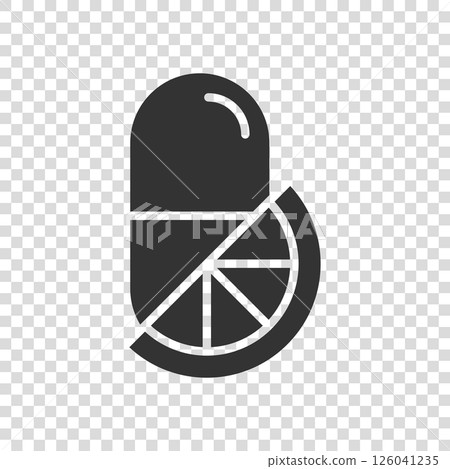 Vitamin pill note icon in flat style. Capsule vector illustration on white isolated background. Antibiotic sign business concept. Vitamin pill note icon in flat style. Capsule vector illustration on white isolated background. Antibiotic sign business concept. 126041235