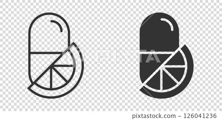 Vitamin pill note icon in flat style. Capsule vector illustration on white isolated background. Antibiotic sign business concept. Vitamin pill note icon in flat style. Capsule vector illustration on white isolated background. Antibiotic sign business concept. 126041236