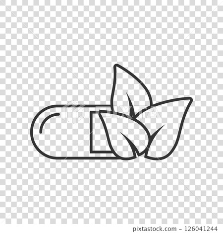 Vitamin pill note icon in flat style. Capsule vector illustration on white isolated background. Antibiotic sign business concept. Vitamin pill note icon in flat style. Capsule vector illustration on white isolated background. Antibiotic sign business concept. 126041244