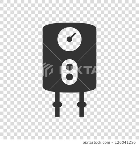 Gas boiler icon in flat style. Heater vector illustration on isolated background. Boiling sign business concept. 126041256