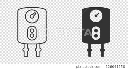 Gas boiler icon in flat style. Heater vector illustration on isolated background. Boiling sign business concept. 126041258