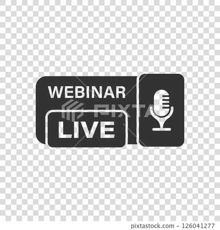 Live webinar icon in flat style. Online training vector illustration on isolated background. Conference stream sign business concept. 126041277