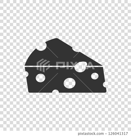 Cheese slice icon in flat style. Milk food vector illustration on isolated background. Breakfast sign business concept. Cheese slice icon in flat style. Milk food vector illustration on isolated background. Breakfast sign business concept. 126041317