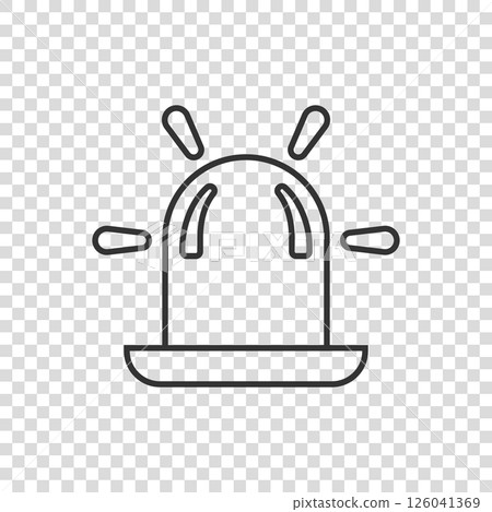 Emergency alarm icon in flat style. Alert lamp vector illustration on isolated background. Police urgency sign business concept. Emergency alarm icon in flat style. Alert lamp vector illustration on isolated background. Police urgency sign business concept. 126041369