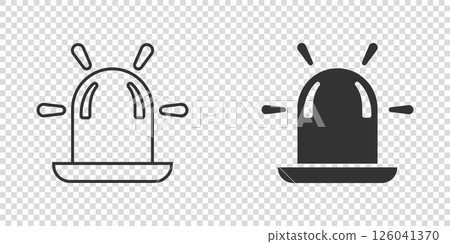 Emergency alarm icon in flat style. Alert lamp vector illustration on isolated background. Police urgency sign business concept. Emergency alarm icon in flat style. Alert lamp vector illustration on isolated background. Police urgency sign business concept. 126041370