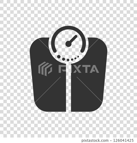 Bathroom weight scale icon in flat style. Mass measurement vector illustration on isolated background. Overweight sign business concept. Bathroom weight scale icon in flat style. Mass measurement vector illustration on isolated background. Overweight sign business concept. 126041425