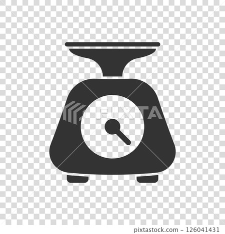 Bathroom weight scale icon in flat style. Mass measurement vector illustration on isolated background. Overweight sign business concept. 126041431