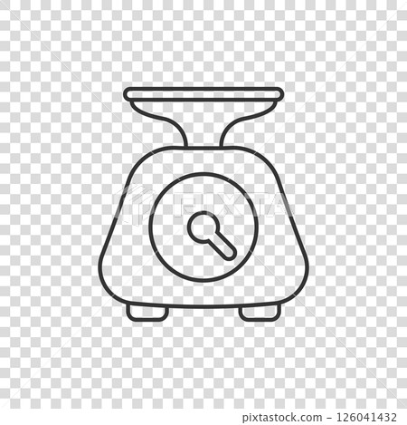 Bathroom weight scale icon in flat style. Mass measurement vector illustration on isolated background. Overweight sign business concept. 126041432