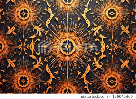 Vibrant Sunburst Patterns in Intricate Design Showcase Bold Artistic Flair. Generative AI 126041466