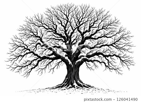 Majestic Winter Tree With Intricate Branches in a Snowy Landscape. Generative AI Majestic Winter Tree With Intricate Branches in a Snowy Landscape. Generative AI 126041490