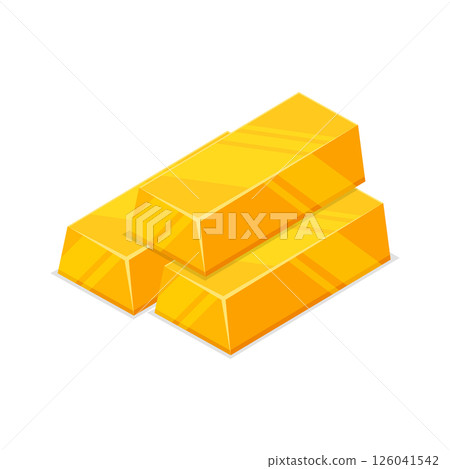 Gold bar stack icon in flat style. Golden ingot vector illustration on isolated background. Financial treasure sign business concept. Gold bar stack icon in flat style. Golden ingot vector illustration on isolated background. Financial treasure sign business concept. 126041542